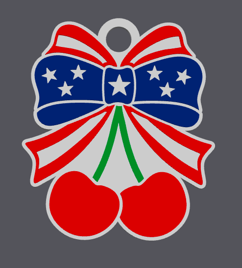 American Flag Cherry NFC Tag STL & 3MF File | Patriotic NFC Keychain | Tap to Share Tag | Digital Download