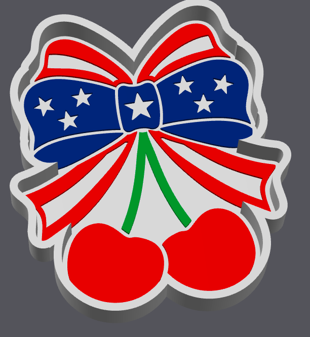 American Flag Cherry Trinket Tray STL & 3MF File | Patriotic Jewelry Dish | Cherry Decor | Digital Download