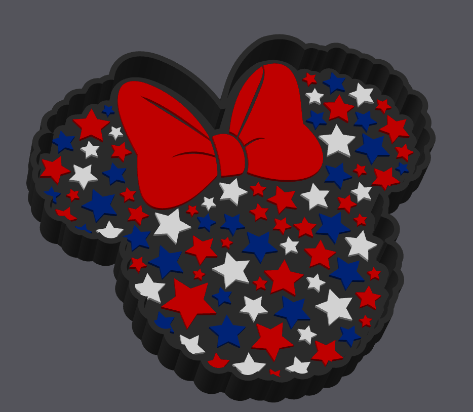 4th of July Minnie Mouse-Inspired Trinket Tray Digital File | STL & 3MF | Patriotic Jewelry Dish | USA Catchall Tray | 3D Print File Download