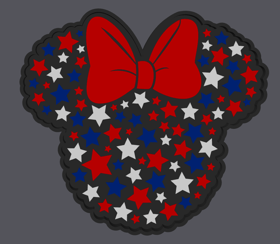 4th of July Minnie Mouse-Inspired Trinket Tray Digital File | STL & 3MF | Patriotic Jewelry Dish | USA Catchall Tray | 3D Print File Download
