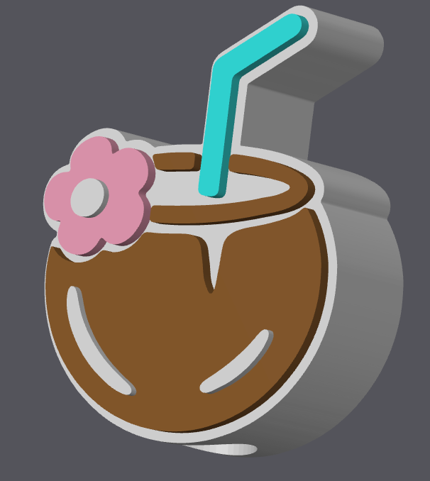Piña Colada Straw Topper Digital File | STL & 3MF | Regular & Stanley Sizes Included | Tropical Straw Charm | Coconut Drink Straw Topper | 3D Print File Download
