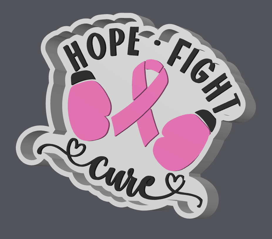 Hope Fight Cure Breast Cancer Trinket Tray Digital File | STL & 3MF | Pink Ribbon Jewelry Dish | Breast Cancer Awareness Catchall Tray | 3D Print File Download