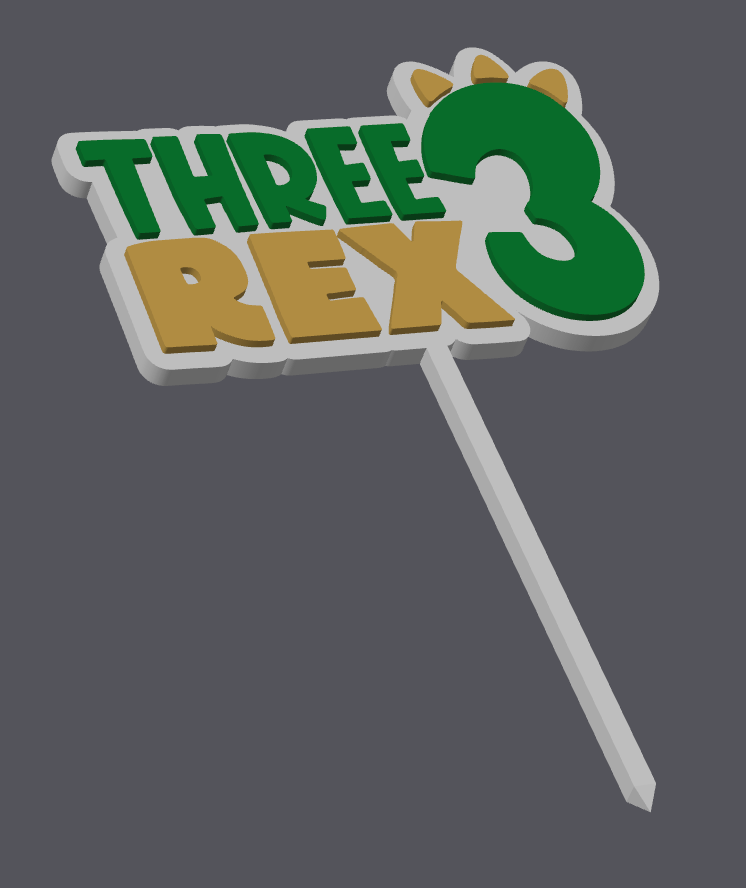 Three Rex Birthday Cake Topper SVG | STL & 3MF File | Dinosaur Birthday Cake Decoration | 3D Print File Download | Three Rex Cake Topper