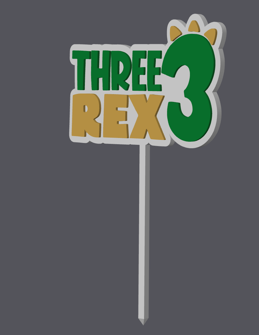 Three Rex Birthday Cake Topper SVG | STL & 3MF File | Dinosaur Birthday Cake Decoration | 3D Print File Download | Three Rex Cake Topper