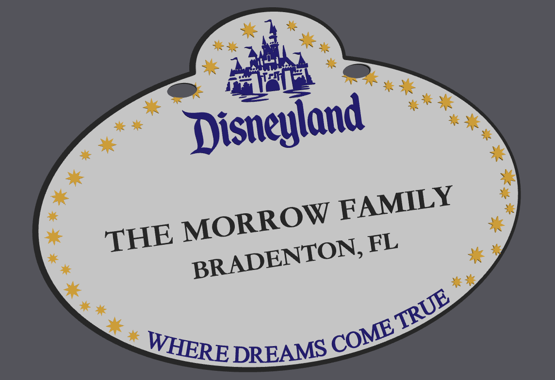 Disney-Inspired Family Name Stroller Sign Digital File | STL & 3MF | Custom Family Vacation Sign | Personalized Stroller Tag | 3D Print File Download