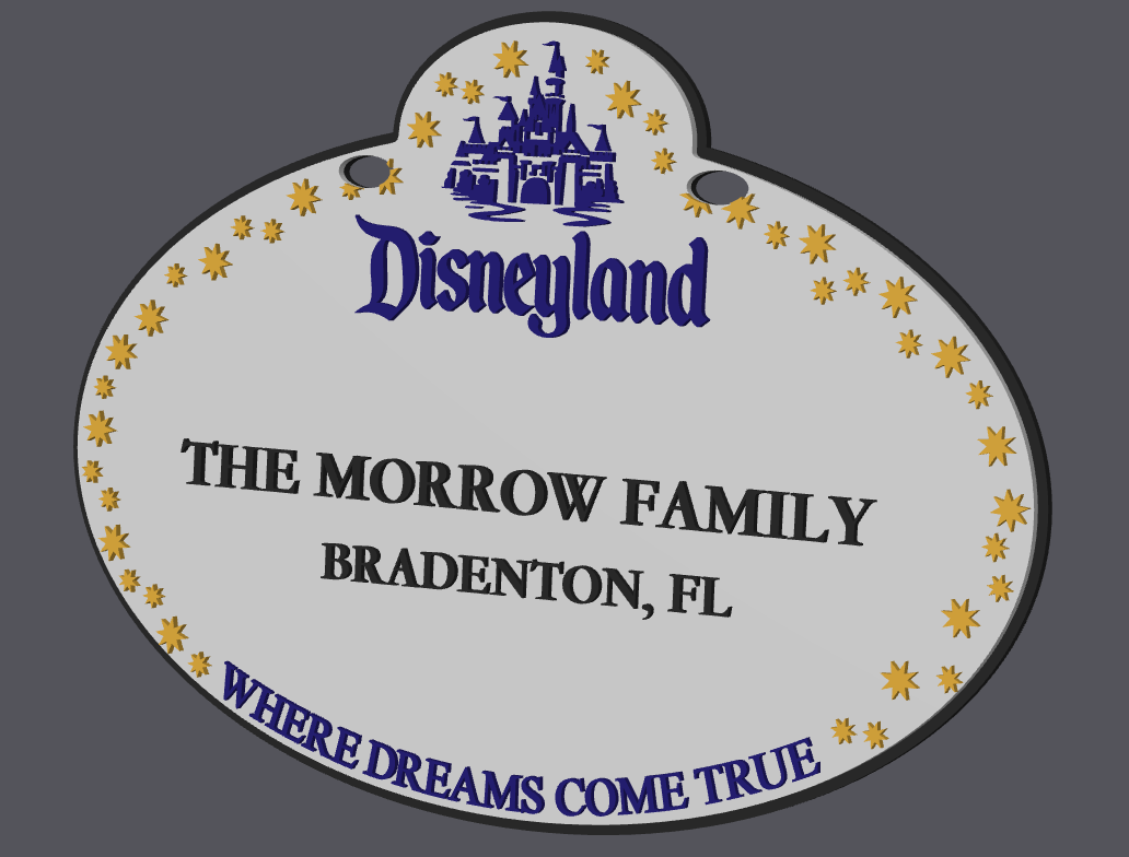 Disney-Inspired Family Name Stroller Sign Digital File | STL & 3MF | Custom Family Vacation Sign | Personalized Stroller Tag | 3D Print File Download