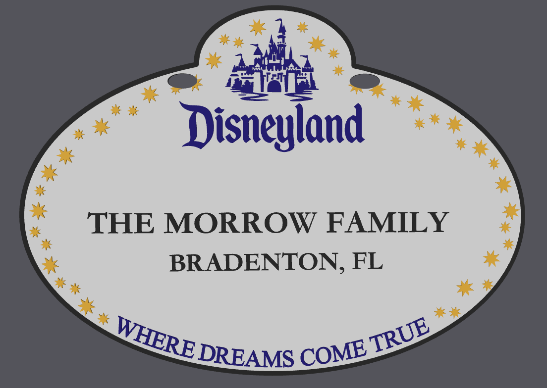 Disney-Inspired Family Name Stroller Sign Digital File | STL & 3MF | Custom Family Vacation Sign | Personalized Stroller Tag | 3D Print File Download