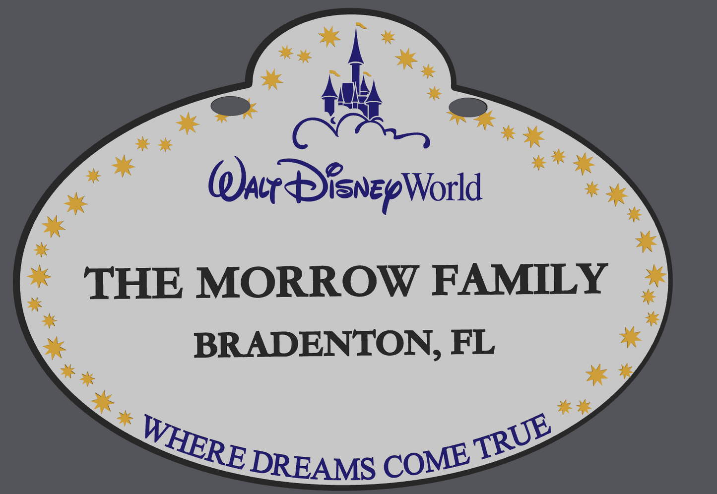 Walt Disney World Inspired Stroller Sign Digital File | STL & 3MF Download | Personalized Family Stroller Tag | Theme Park Stroller Identifier | 3D Print File