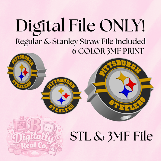 Pittsburgh Football Straw Topper | Regular & Stanley Size | 6 Color 3MF + STL | Digital Download | 3D Print File