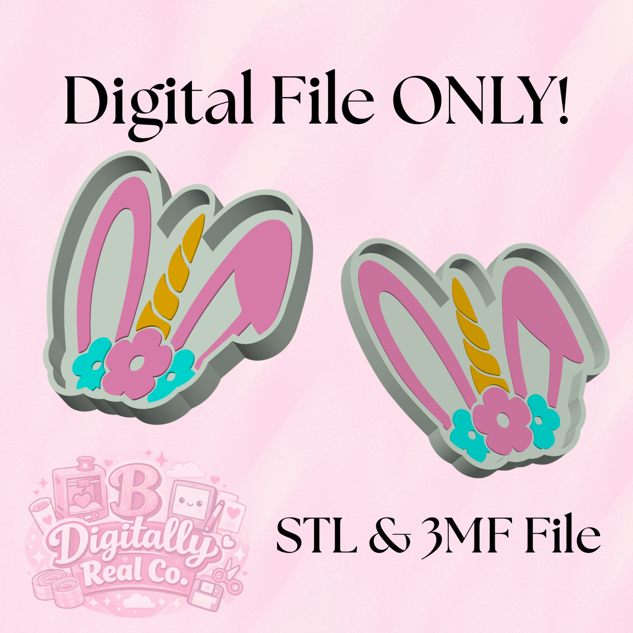 Easter Unicorn Trinket Tray | STL & 3MF File | 3D Print Digital Download | Spring Jewelry Dish | Bunny Ear Unicorn Decor