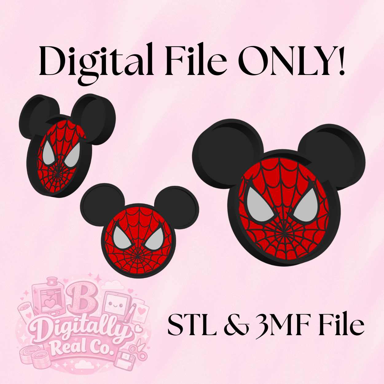 Spiderman Inspired Trinket Tray – STL & 3MF Digital File | Superhero Catch All Tray | Mouse Ear Decor | 3D Print File ONLY