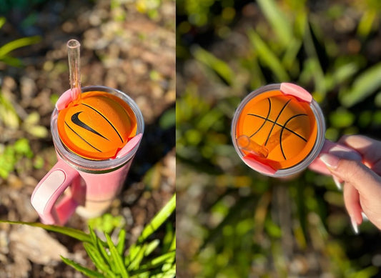 Basketball Stanley Tumbler Topper – Sports Ball Straw Cover for 40oz & 30oz Tumblers – Game Day Gift for Basketball Fans and Athletes