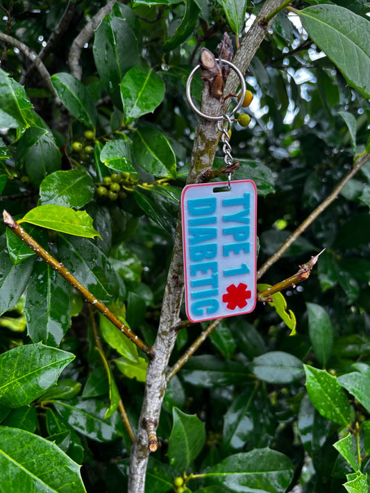 Type 1 & Type 2 Diabetic Emergency Keychain | Medical Alert Keychain | Safety Tag for Type One Diabetes