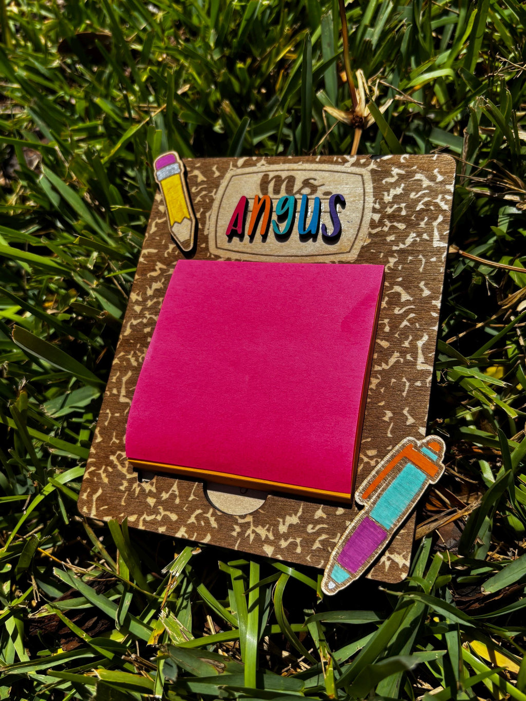 Personalized Teacher Notepad Holder | Custom Teacher Appreciation Gift | End of Year Gift for Teachers | Classroom Desk Organizer