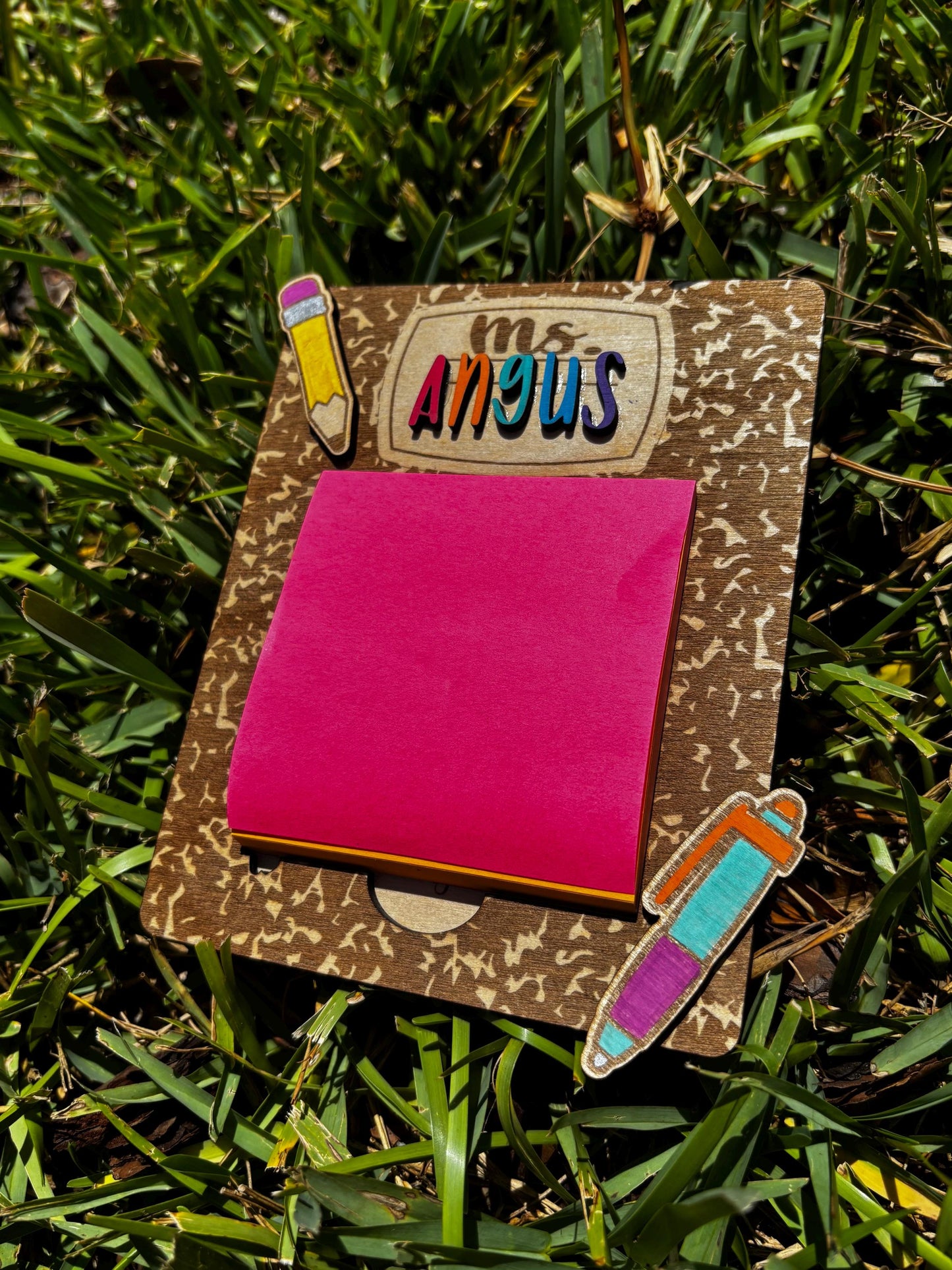 Personalized Teacher Notepad Holder | Custom Teacher Appreciation Gift | End of Year Gift for Teachers | Classroom Desk Organizer