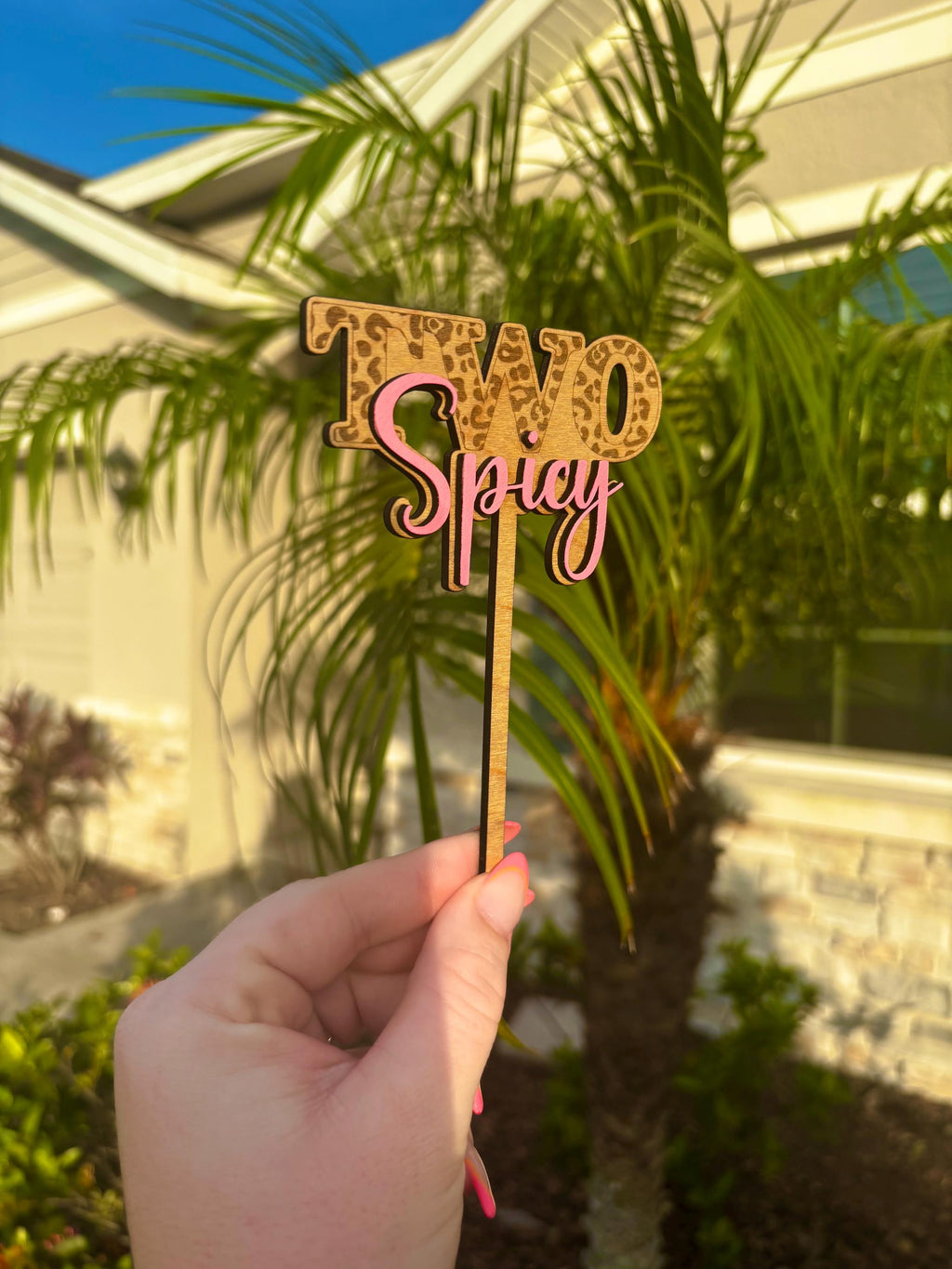 TWO Spicy Cake Topper | Custom | Birthday Cake | Two Year Old