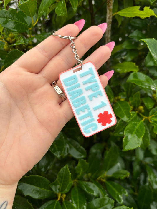 Type 1 & Type 2 Diabetic Emergency Keychain | Medical Alert Keychain | Safety Tag for Type One Diabetes
