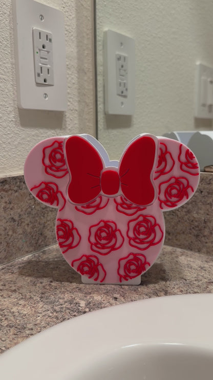Minnie-Inspired Valentine Soap Holder with Roses | Bath & Body Works Foaming Soap Holder | Valentine Bathroom Decor | Disney-Inspired Gift
