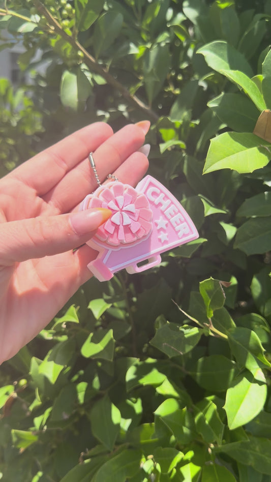 Cheer Clicker Keychain – Cheer Megaphone Clicker | Cheerleader Gift | Team Spirit Clicker | Cheer Bag Accessory | Pink Cheer Clicker